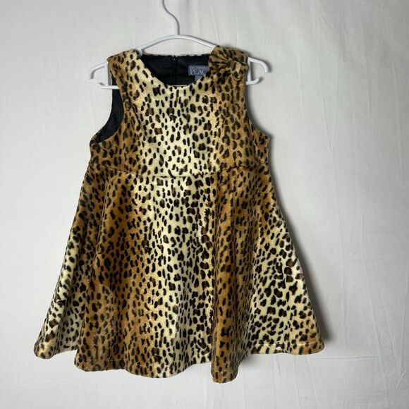 The Children’s Place Leopard Print 3T Faux Fur Sleeveless Dress Holiday Party - Picture 1 of 4
